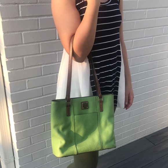 Dooney and Burke Lexington green brown purse handbag bag - Picture 3 of 12